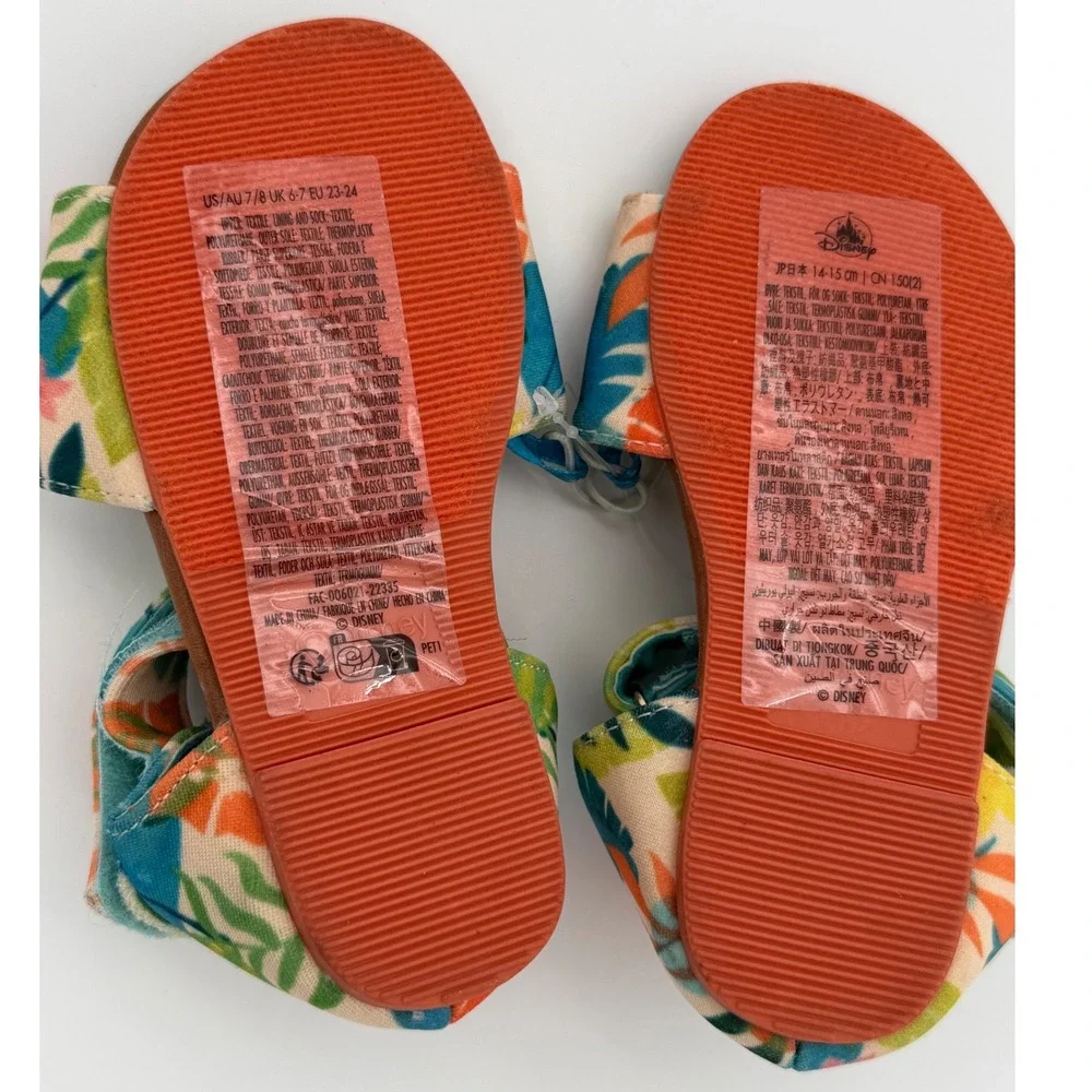 Disney Moana Toddler Girls Tropical Hawaiian Floral Sandals Red Flower Size 7/8